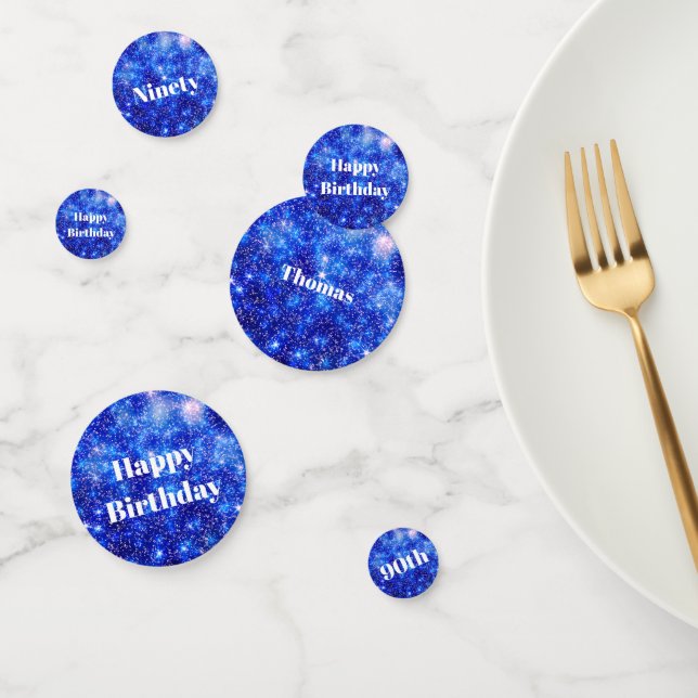 Confettis Flamme bleu personnalisé 90e anniversaire (Groupe)