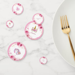 Confettis Fleur rose   Fête d'anniversaire Licorne