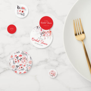 Confettis Fleurs aquarelles rouges et grises pour la baby sh
