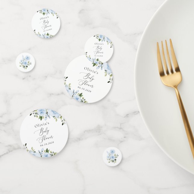 Confettis Fleurs bleues poussiéreuses, Verdure, Boho, Baby s (Groupe)