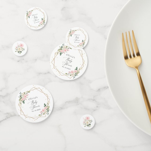 Confettis Fleurs roses, Fleurs blanches, Verdure, Baby showe (Groupe)
