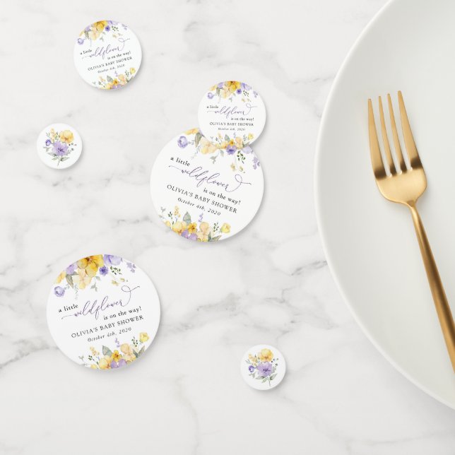 Confettis Fleurs violettes, Fleurs Jaunes, Boho, Baby shower (Groupe)
