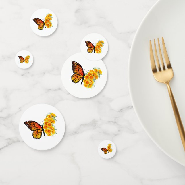 Confettis Flower Butterfly with Yellow California Poppy (Groupe)