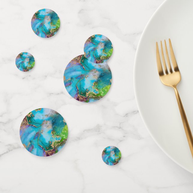Confettis Géode faux or bleu violet paon chic agate (Groupe)