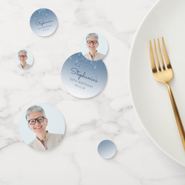 Confettis Glam Blue Parties scintillant Drip Photo 50th Birt (Groupe)