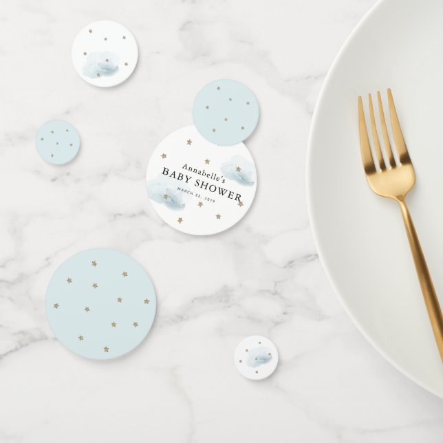 Confettis Gold Stars & Fluffy Clouds Baby shower (Groupe)