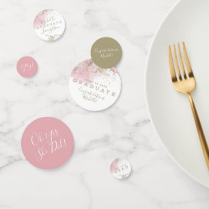 Confettis Graduation Abstraite en rose et or