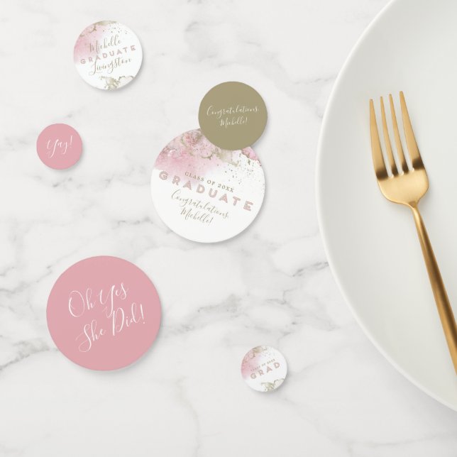 Confettis Graduation Abstraite en rose et or (Groupe)