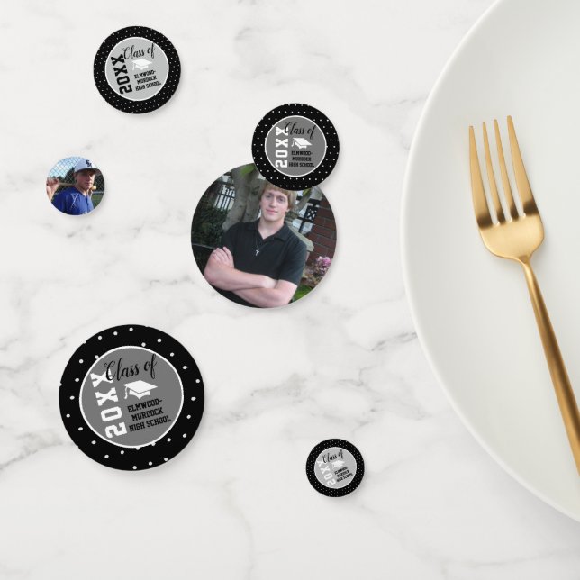 Confettis Graduation personnalisée en argent noir (Groupe)