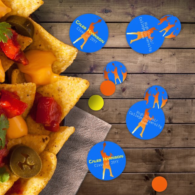 Confettis Gras Bleu Moderne Tech Graduation (Créateur téléchargé)