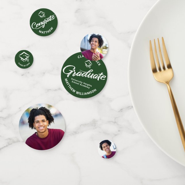 Confettis Green Graduation 3 Photo Bold Script Casquette Min (Groupe)