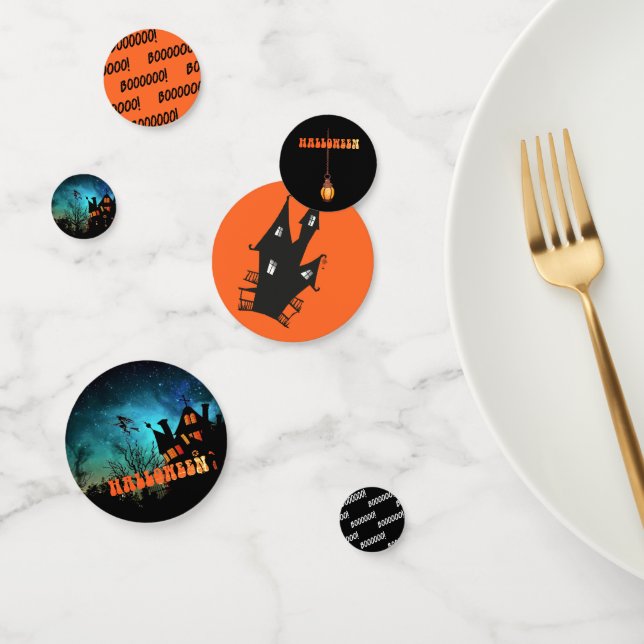 Confettis Halloween Sorcière Maison sombre Orange (Groupe)