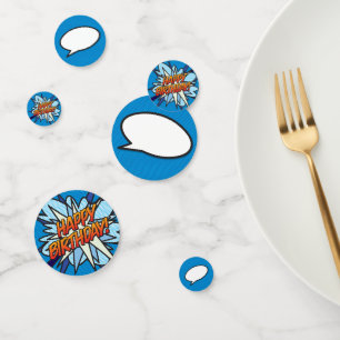 Confettis HAPP Anniversaire Discours Bubble Fun Retro Comic 