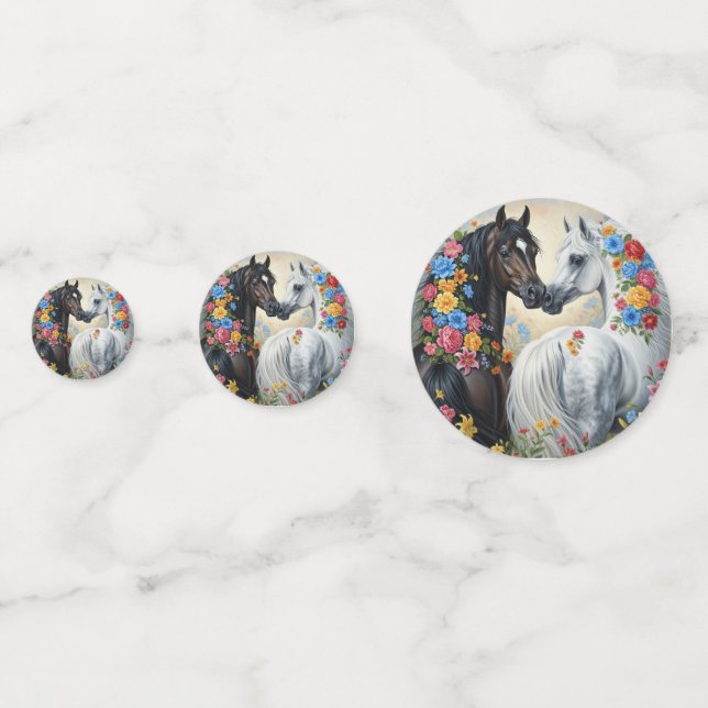 Confettis Horses framed in flowers  (Devant)