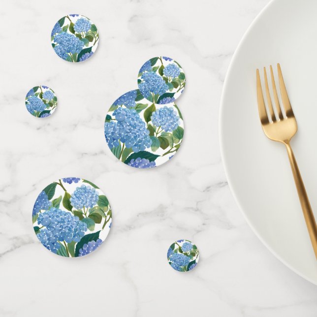 Confettis Hortensias bleus aquarelle florale (Groupe)