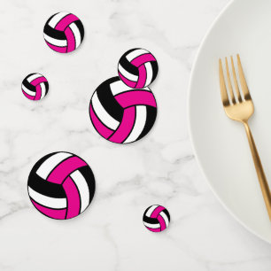 Confettis Hot Pink, Black and White Volleyball