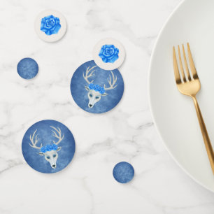 Confettis Imaginaire White Deer Head Antlers Joli Blue Roses
