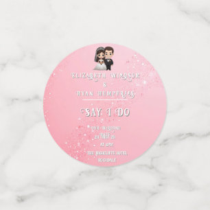 Confettis Invitations de mariage rose avec étincelles de dia