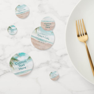 Confettis Island Breeze Sandy Beach Scène Mariage Monogramme