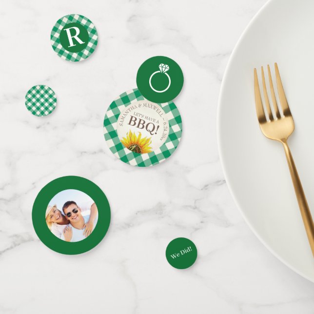 Confettis Je fais un BBQ Gingham Vert Mariage Shower (Groupe)