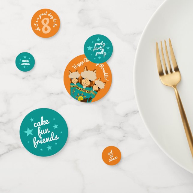 Confettis Joli Anniversaire des Alpacas Garçon en Serapes Tu (Groupe)