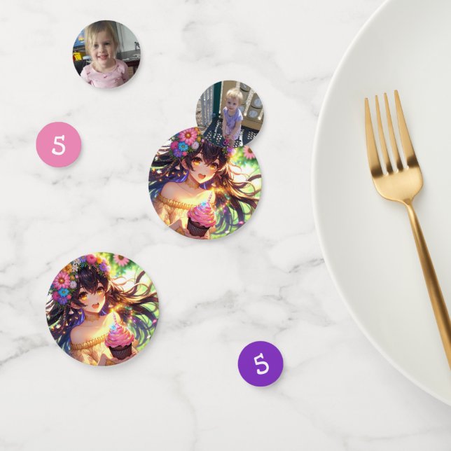 Confettis Joli gâteau d'anniversaire de la fille Anime (Groupe)