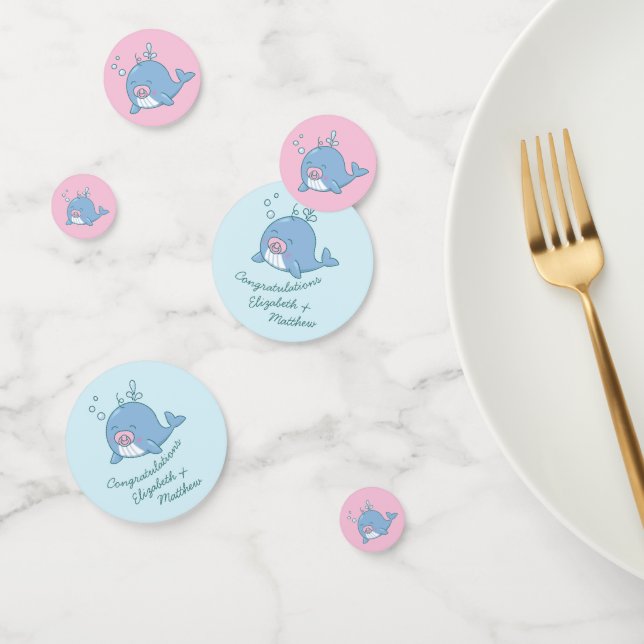 Confettis Jolie baleine Baby shower Kawaii fille rose (Groupe)