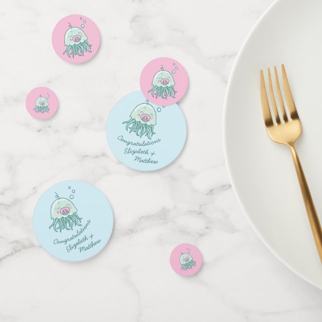 Confettis Jolie méduse Baby shower Kawaii Rose Girl (Groupe)