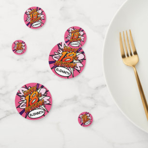 Confettis Joyeux 18e anniversaire Pink Fun Retro Comic Book