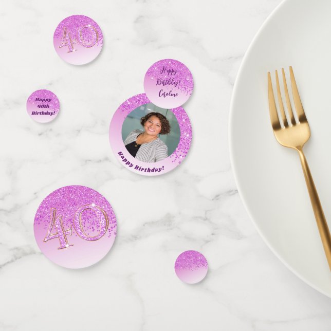 Confettis Joyeux 40e anniversaire Chic Falling Parties scint (Groupe)