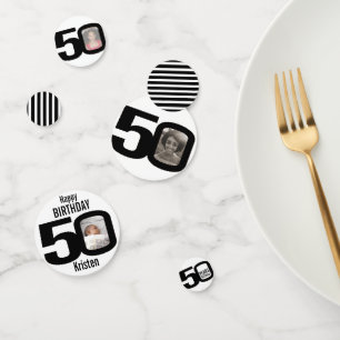 Confettis Joyeux anniversaire 50ème nom et photo papier conf