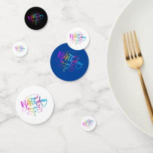 Confettis Joyeux anniversaire élégante typographie