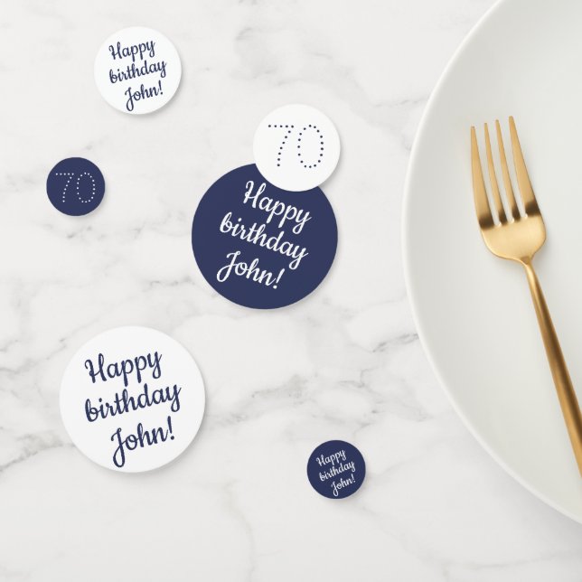 Confettis Joyeux Anniversaire - Personnalisé Bleu et Blanc (Groupe)