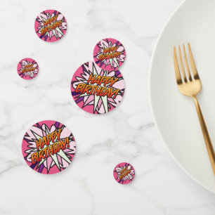 Confettis JOYEUX ANNIVERSAIRE Pink Fun Retro Bande Dessinée