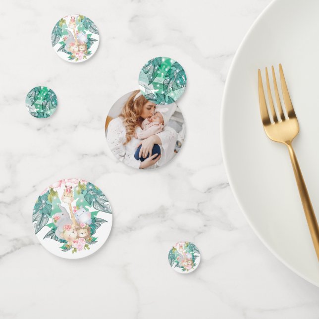 Confettis Jungle Animaux Photo Girl Anniversaire (Groupe)