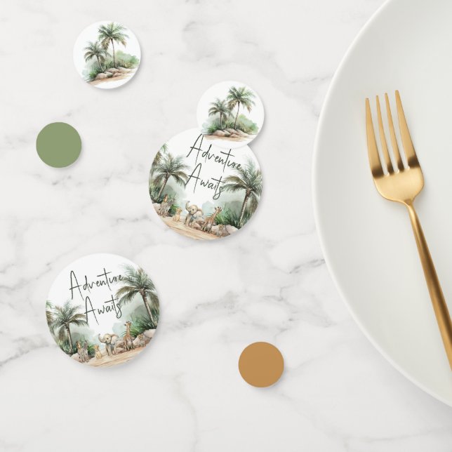 Confettis Jungle Safari Animaux Aventure Await Table (Groupe)