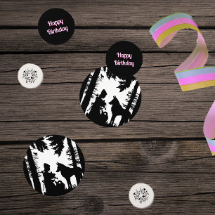 Confettis Le Petit Chaperon Rouge Loup Fleurs Noir Blanc