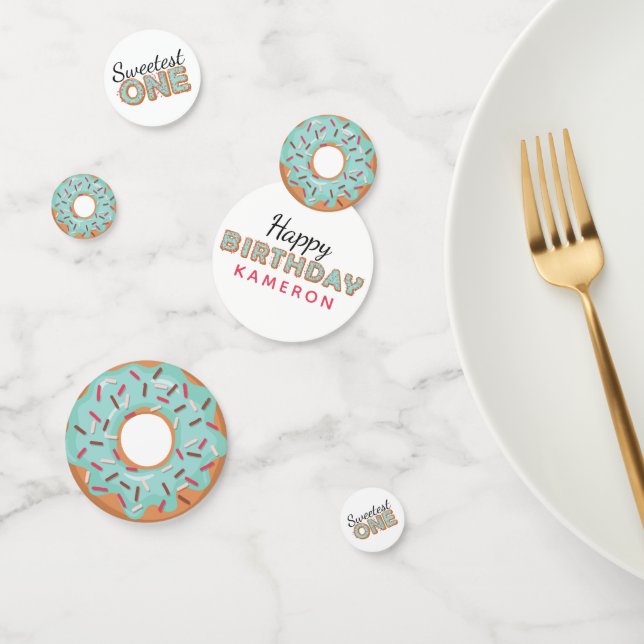 Confettis LE PLUS DOUX Bleu beignets glacés Bébé Premier ann (Groupe)
