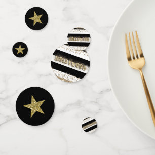 Confettis Les parties scintillantes d'or noir et blanc de