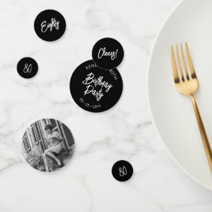 Confettis Lettre Chic Noir 80e Anniversaire Photo