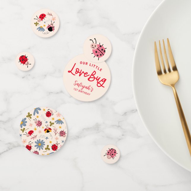 Confettis Little Lovebug Ladybug fête d'anniversaire (Groupe)