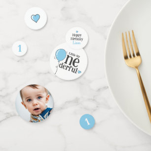 Confettis M. Onederful Birthday Blue Custom Photo