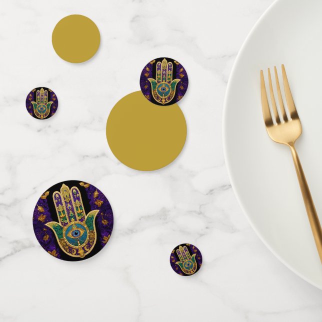 Confettis Mardi Gras Gold violet vert Hamsas Art (Groupe)