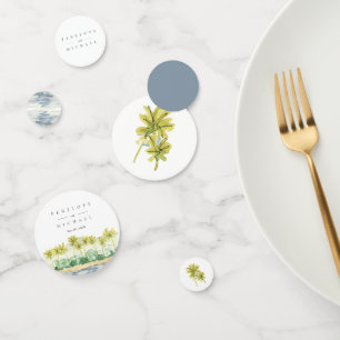 Confettis Mariage aquarelle tropicale aux palmiers de plage