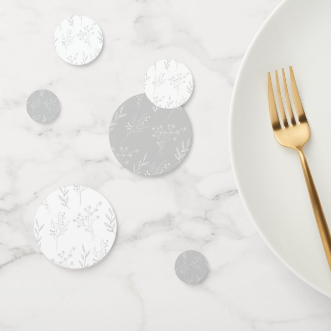 Confettis Mariage Boho Floral Argent (Groupe)