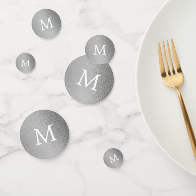 Confettis Mariage de monogramme de l'effet d'huile d'argent (Groupe)