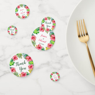 Confettis Mariage d'hibiscus floraux hawaïens tropicaux