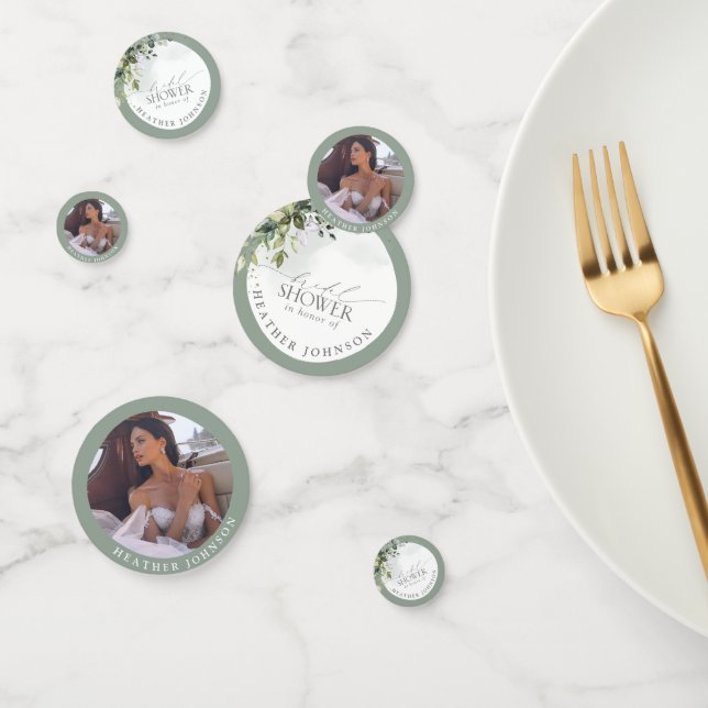 Confettis Mariage élégant avec Eucalyptus Bleu Poussiéreux (Groupe)