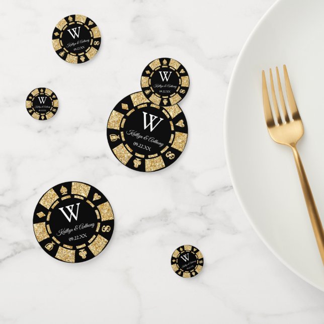 Confettis Mariage Gold Parties scintillant Poker Chip Casino (Groupe)