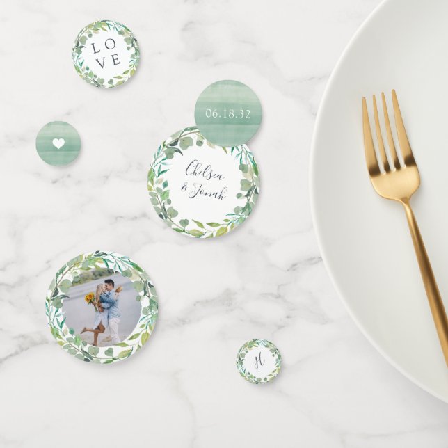 Confettis Mariage personnalisé de la couronne d'Eucalyptus (Groupe)